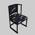 Modern Single Chair With Black Frame Purple Seat And White Animal Patterns