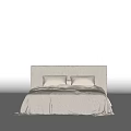 Minimalist Double Bed With Tufted Upholstered Headboard And Soft Linen Bedding 3d model