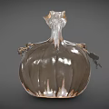 Elegant Brown Glossy Ceramic Vessel With Pumpkin Shape And Petal Shaped Top Design
