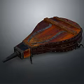 Traditional Handcrafted Wooden Container With Riveted Metal Edges And Leather Straps