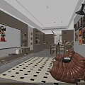 Warm Modern Open Living And Dining Space With Retro Vinyl Decor And Wood Interior Design