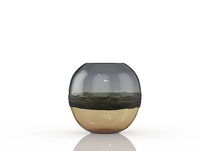 Spherical Glass Vase With Two Tone Dark And Light Transparent Design 3d model