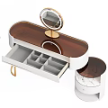 Modern Dressing Table With Round Mirror Open Drawer And Storage Compartments 3d model