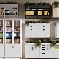 Modern File Cabinet Office File Cabinet Green Plant Flower Box File Cabinet Office Supplies Printer 3d model