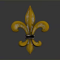 Golden Fleur de Lis Shaped Home Living Decorative Accessory with Metallic Finish Black Ring