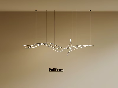 Poliform Modern Pendant Light With Wave Design Hanging On Beige Wall 3d model