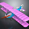 Pink Biplane Model With Blue Body Orange Propeller And X Mark For Space Education