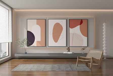 Modern Decorative Painting Simple Abstract Black and White Hanging Painting Decorative Painting Combination 3d model