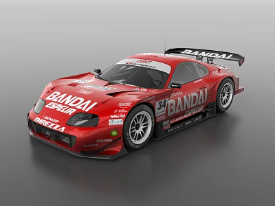 Red BANDAI Racing Car With BRIDGESTONE Sponsorship Logos Track Ready Design 3d model