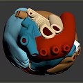 Human Heart Chest Organ Detailed 3D Anatomical Model with Colored Arteries and Veins