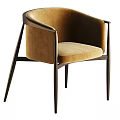 Modern Minimalist Leisure Chair With Brown Velvet Upholstery And Dark Metal Frame