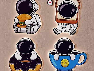 Astronaut Gourmet Cosmic Style Cartoon Astronaut Luminous Wall Decoration Kindergarten Wall model