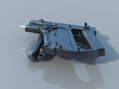 Highly Detailed 3D Model of Black Gun With Textured Surface and Shadow 3d model