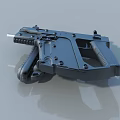 Highly Detailed 3D Model of Black Gun With Textured Surface and Shadow