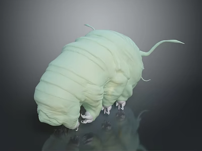 Detailed 3D Tardigrade Creature Character Featuring Light Green Segmented Body Legs And Tail Structure 3d model