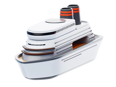 Modern Luxury Yacht With White Exterior Multiple Decks And Red Black Funnels 3d model