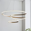 Modern Intertwined Chandelier With Metallic Circular Rings And LED Light Fixture