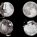 Artistic Moon Sculptures With Intricate Carvings And Architectural Details
