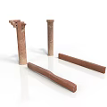 Architectural Columns And Beams With Traditional Carved Details In Brown