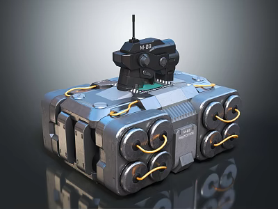 Mechanical Box With Track Wheels Top Antenna Sensor And Metal Casing Structure 3d model