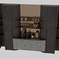 Elegant Modern Wine Cabinet With Wooden Finish Glass Shelves LED Lighting And Patterned Panel