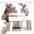 Minimalist Modern Decorative Ornament Collection with Vases Books Frames Candles and Plants