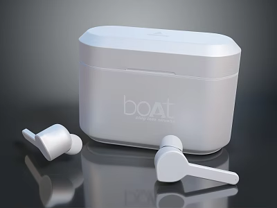 Boat White Wireless Earbuds With Charging Case Modern Audio Design 3d model