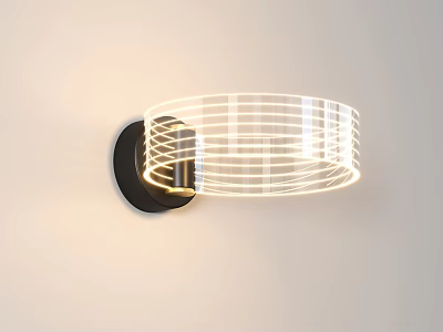 Modern Transparent Wire Frame LED Wall Lamp With Circular Design Illuminated Warm Light 3d model