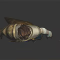 Human 3D Character Model with Brown Hair Ornate Blue Gold Outfit Cloak and Dagger