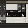 Modern Kitchen Sideboard With Glass Door Cabinets Storage And Coffee Maker 3d model