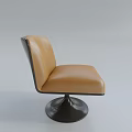 Tan Leather Single Sofa With Modern Design And Round Black Base 3d model