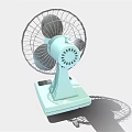 Modern Air Conditioner Fan With Light Blue Base And Metal Grille