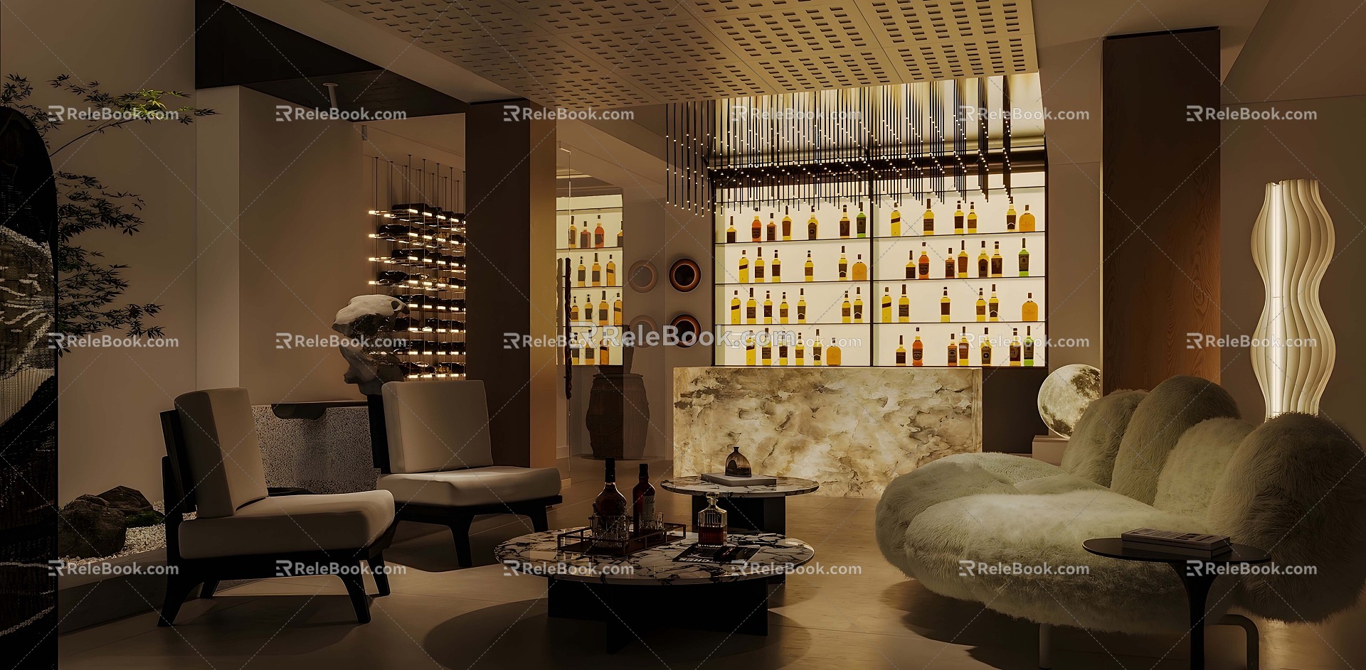 Modern Wine Cellar American Vintage Wine Cellar Cigar Room Wine Cabinet Wine Rack Bar Negotiation Room VIP Room 3d model