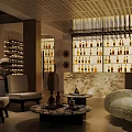 Luxury Wine Cellar Interior With Wine Bottles Display Shelves And Comfortable Seating Furniture