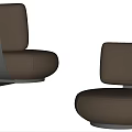 Modern Brown Single Sofa With Curved Back And Rounded Leather Seat 3d model