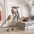 Quiet Ornaments Combination Ornaments Candlestick Vase Flower Furnishings Crafts Bookshelf Shelf Glasses Clock 3d model