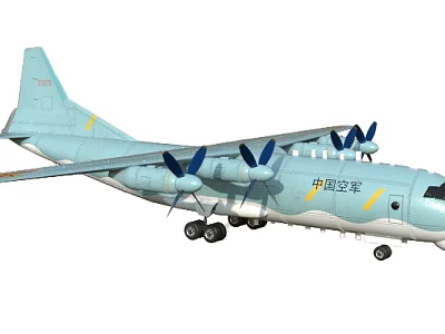 Chinese Air Force Fighter Jet Featuring Light Blue Paint And Logos 3d model