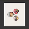 Various Cup Noodles With Open Lid And Spoon On White Platform As Everyday Household Items