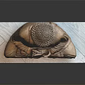 Wooden Buddha Statue In Sitting Pose On White Marble Base With Intricate Details