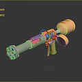 Gray And Copper Heavy Weapon Design With Multi Port Muzzle And Yellow Grip