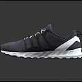 Lace Up Navy Blue And White Athletic Shoes With Mesh Upper And White Sole