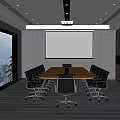 Conference Room Science and Technology Conference Room Conference Table and Chair Office Chair Projection Curtain Projector 3d model