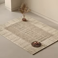 Square Rug In Neutral Tones With Decorative Plant And Tray On Indoor Floor