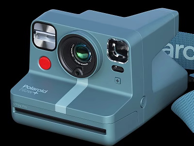 Polaroid Blue Instant Digital Camera With Lens Strap And Red Button 3d model