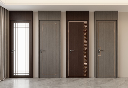 New Chinese style door 3d model