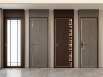 New Chinese style door 3d model