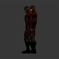 Red Black Combat Suit Action Characters With Armor Details And Tactical Gear Dual Poses