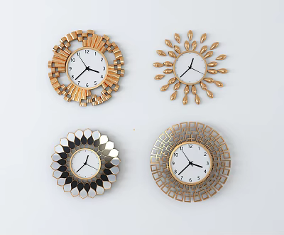 Decorative Wall Clocks With Ornate Gold Frames And Geometric Patterns For Modern Home Decor 3d model
