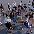 Women Sitting in Various Poses Holding Smartphones and Documents with Diverse Styles