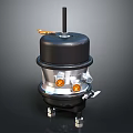 Industrial Mechanical Equipment with Black Top Silver Body and Orange Connectors on Metal Base